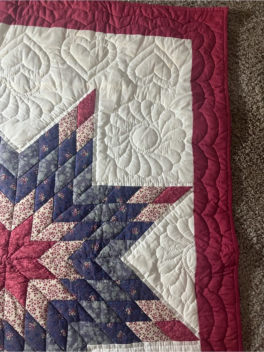 Quilt Vintage Lone Star 37 1/2” W x 47 1/2 L